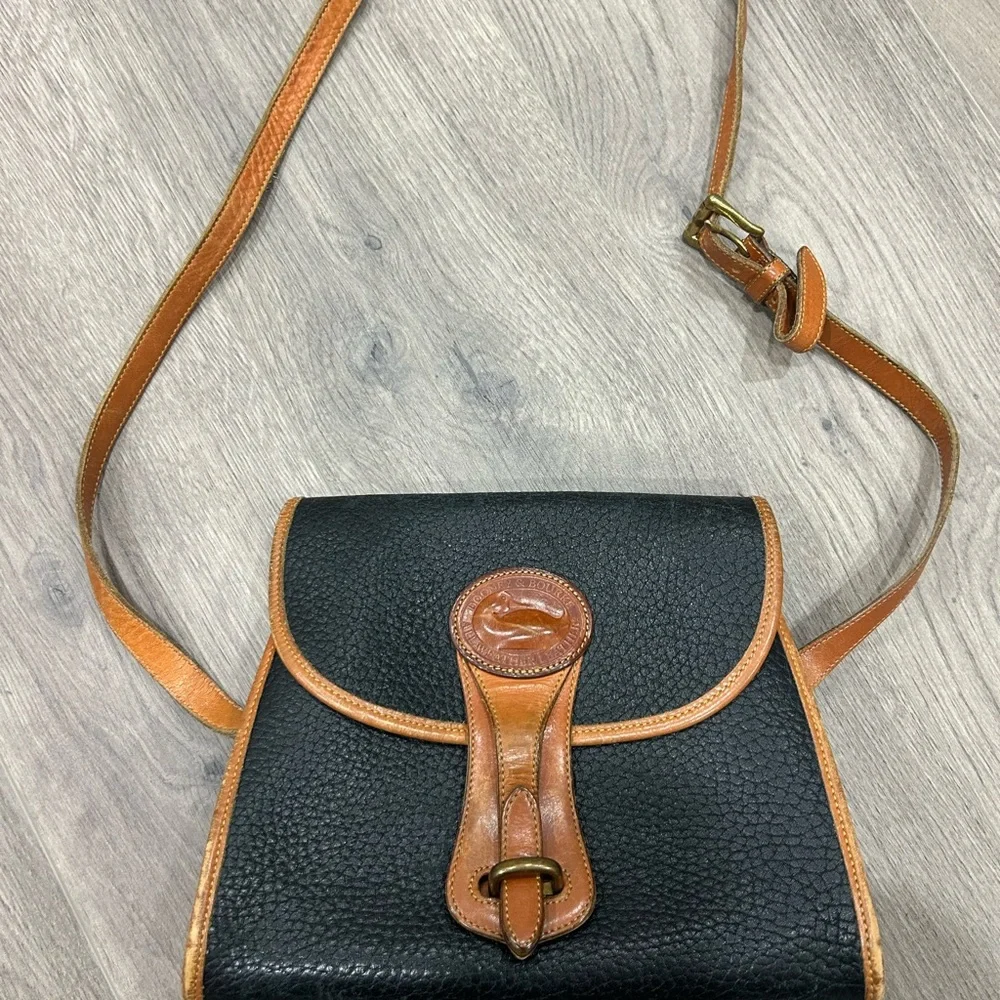 Dooney & Bourke Black and Tan Leather Crossbody Bag - Picture 2 of 7